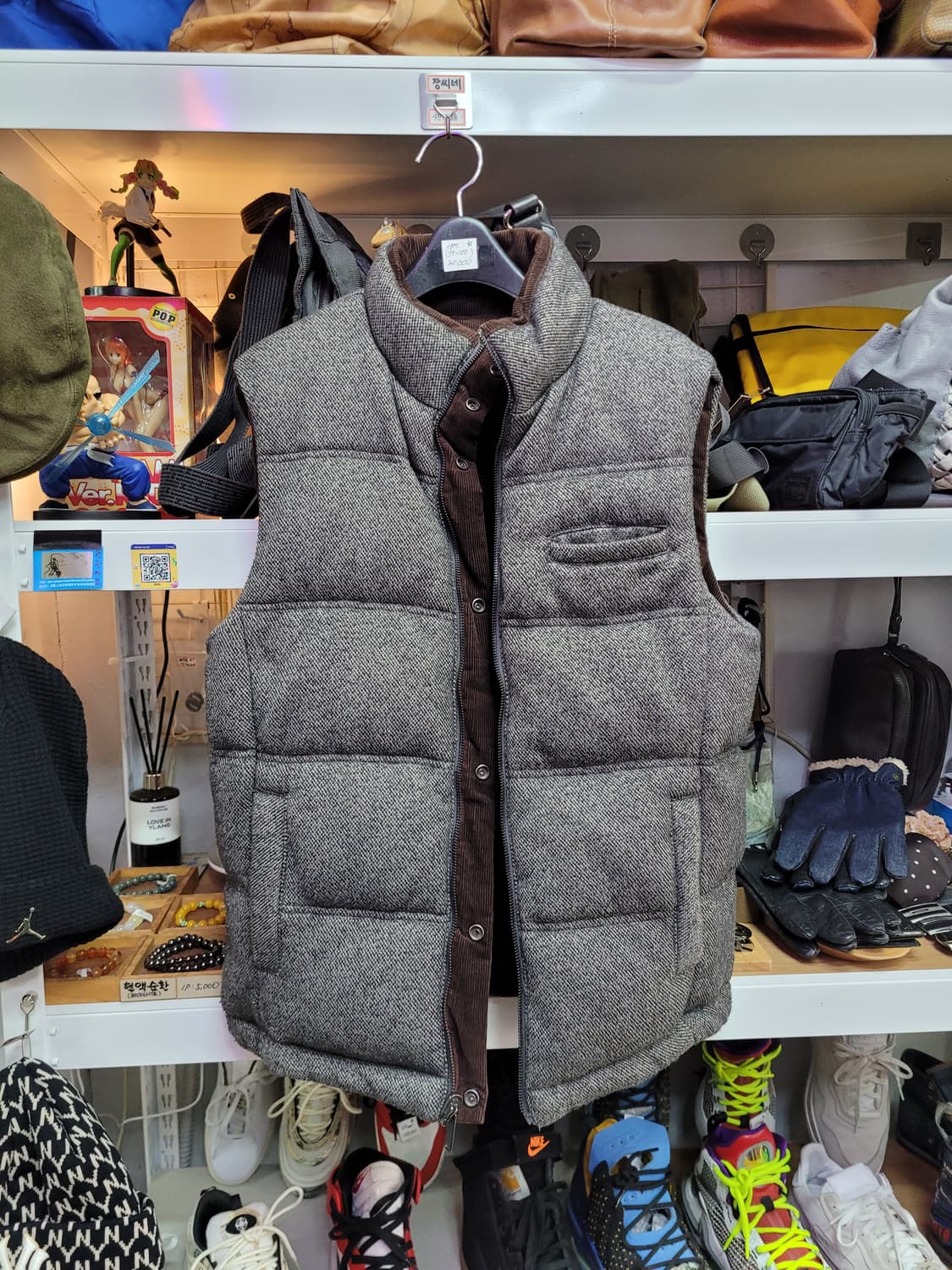 ZARA MAN 자라 코듀로이 브라운 면 그레이 양면 패딩 조끼 상품이미지3