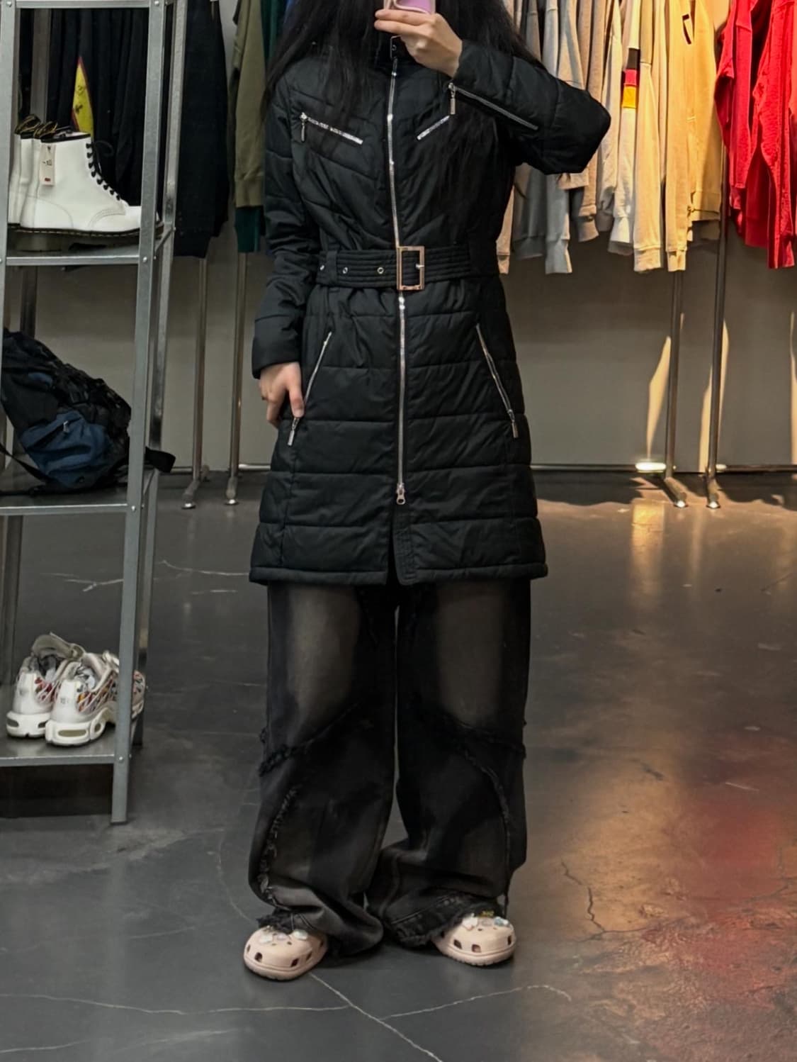 바버 퀄팅 벨트 롱패딩 A3000 상품이미지1