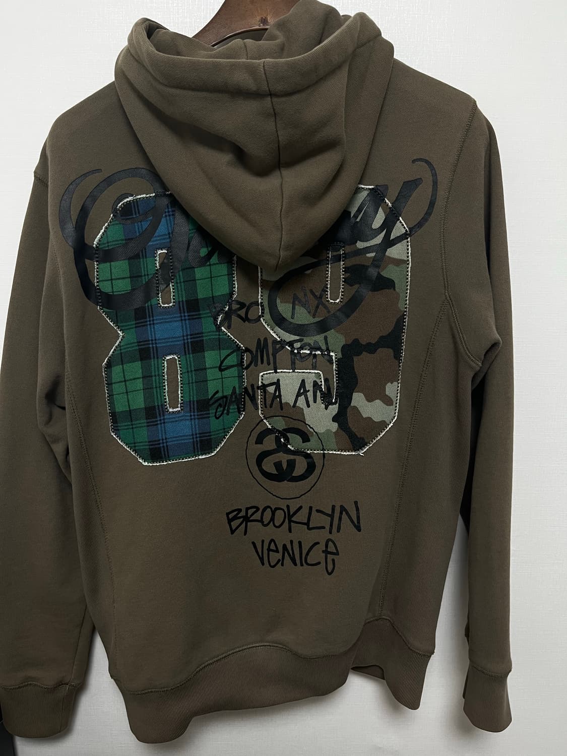 빈티지 스투시 월드투어 카모 체크 후드 상품이미지4