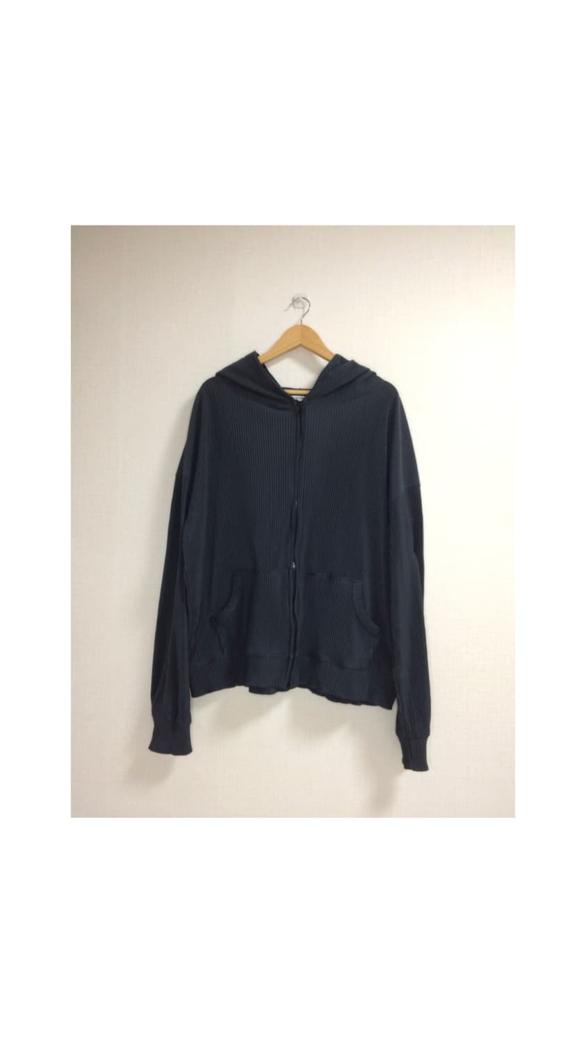 빈티지 플리츠 네이비 박시 후드집업 상품이미지1