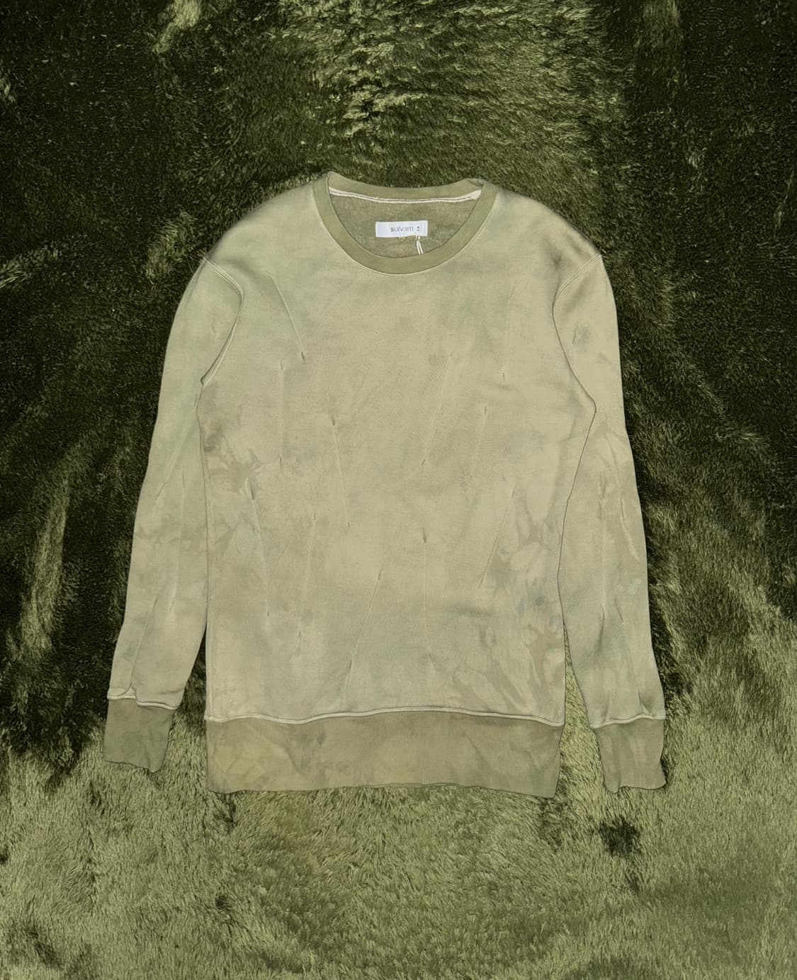 [M] SULVAM 설밤 핸드 다잉 다트 디테일 스웻셔츠 올리브 상품이미지1