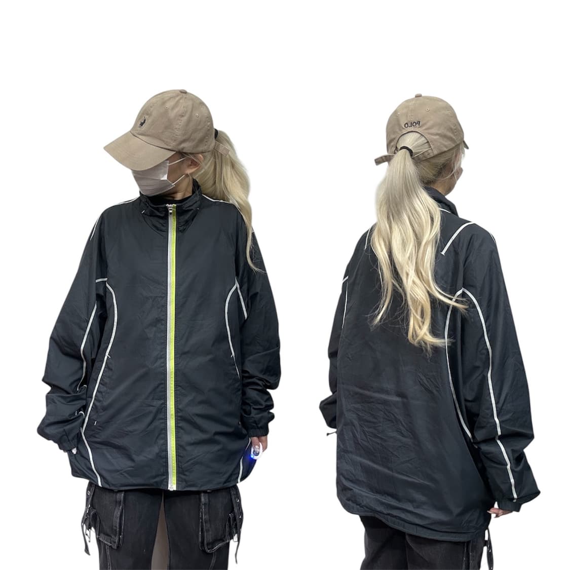 일본판 데상트 블랙 오버핏 바람막이 올드스쿨 트랙 자켓 XL 상품이미지1