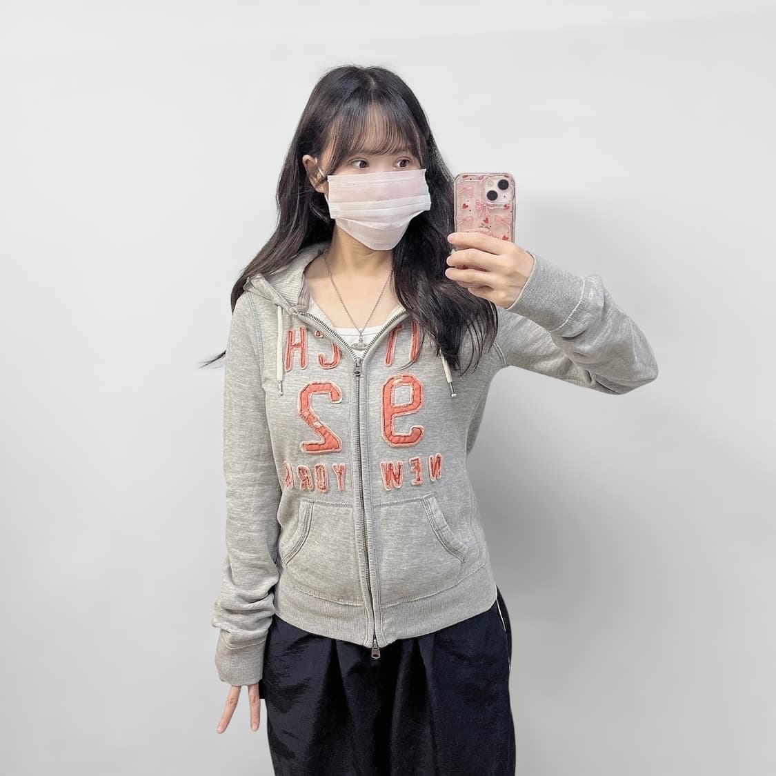 아베크롬비 피치 로고 후드집업 그레이 상품이미지1