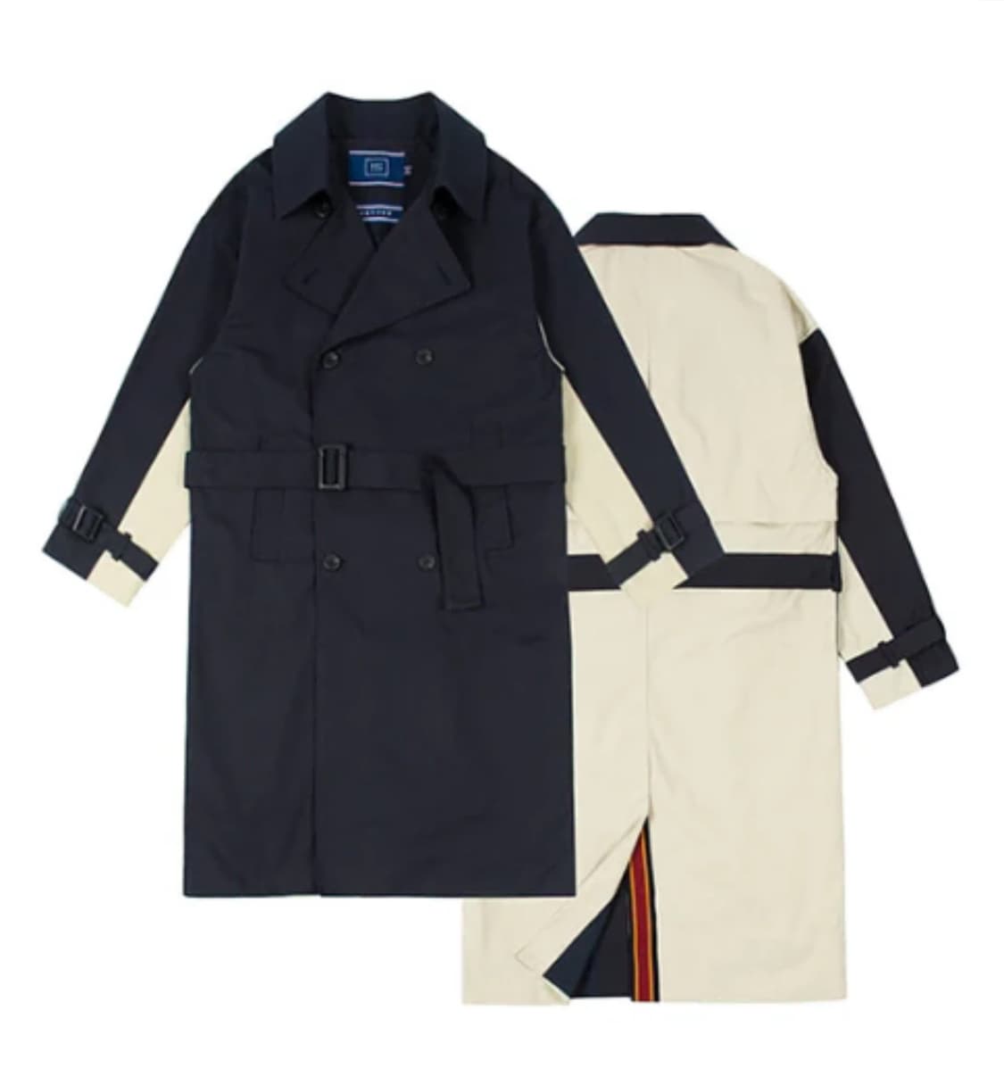 로맨틱크라운 와이드 라펠 트렌치 코트 네이비 상품이미지1