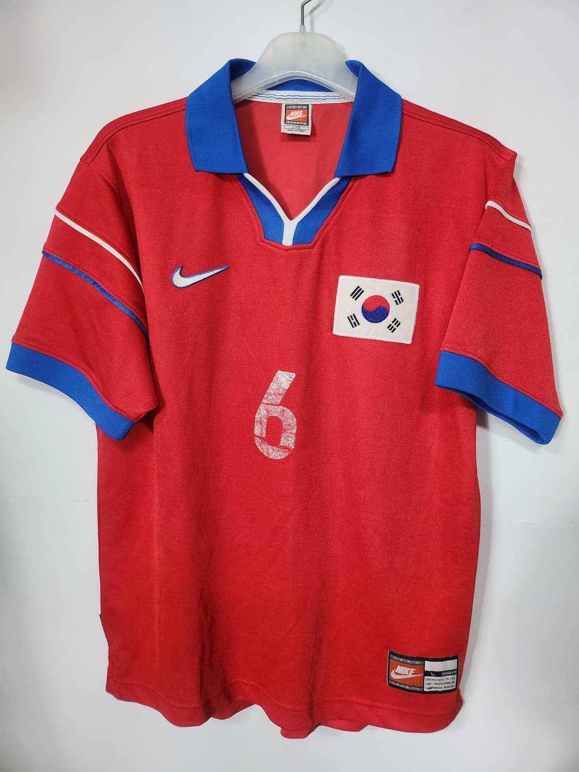 (레어품)나이키 1998 한국 홈 유상철 마킹 유니폼 100 L 상품이미지5