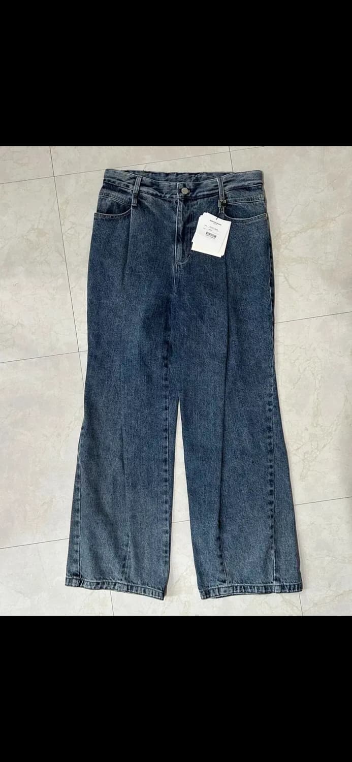 우영미 원턱 세미와이드 데님 팬츠 상품이미지1