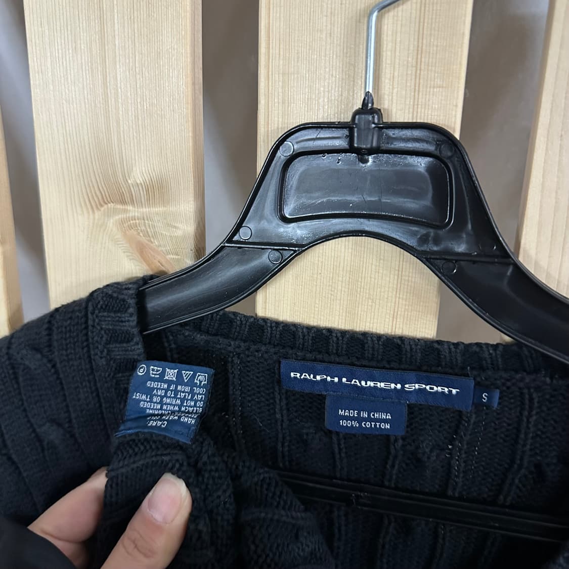 (S) 폴로 블랙 케이블 니트 스웨터 상품이미지6