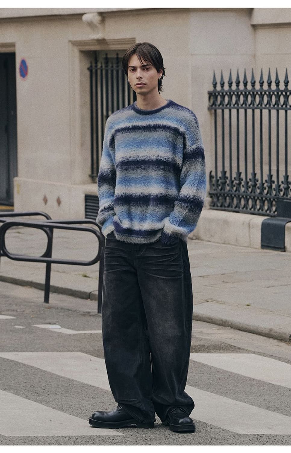 [L] ANOLORCODE 어널러코드 스트라이프 멀티 니트 상품이미지1