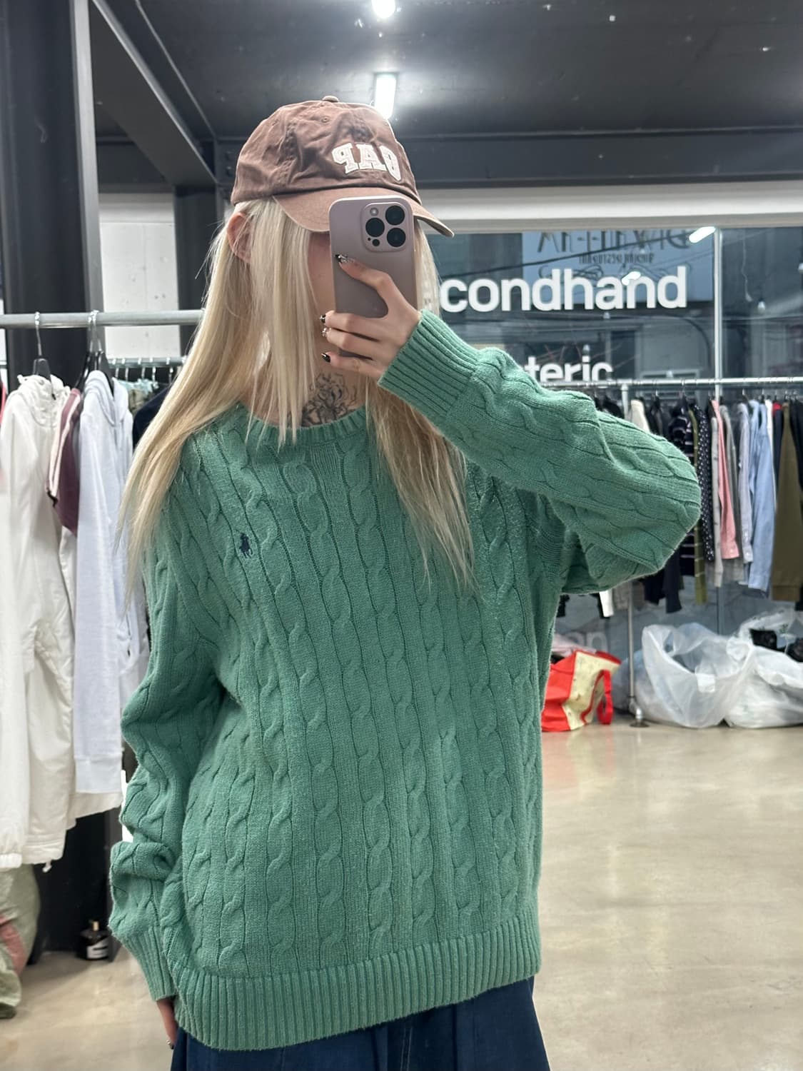 폴로 랄프로렌 민트 케이블 꽈배기 니트 스웨터 상품이미지1