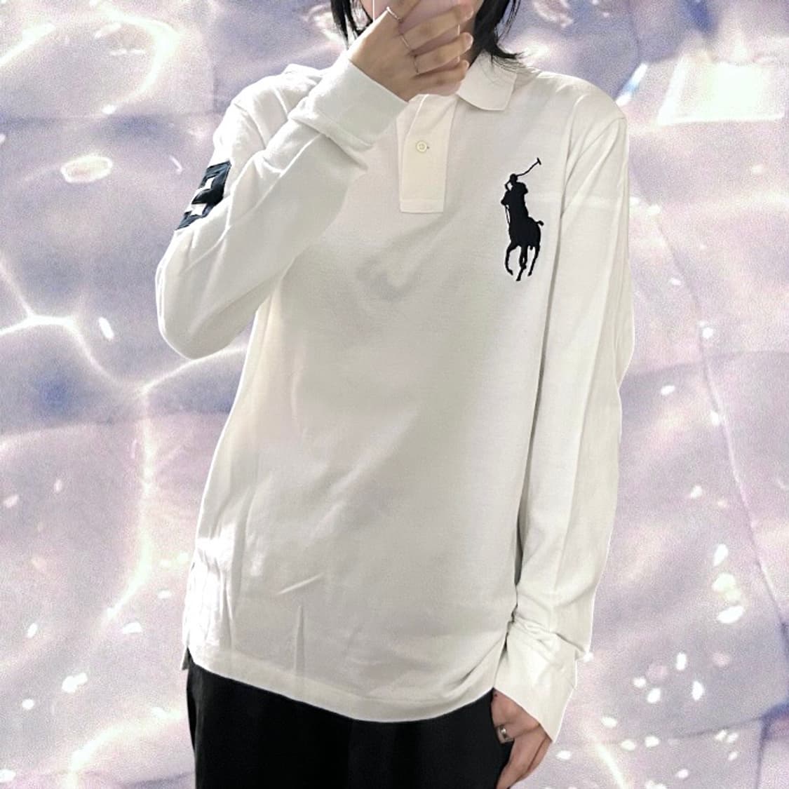 폴로 랄프로렌 신형 빅포니 치프키프 넘버 로고 긴팔 카라 티셔츠 화이트  상품이미지3