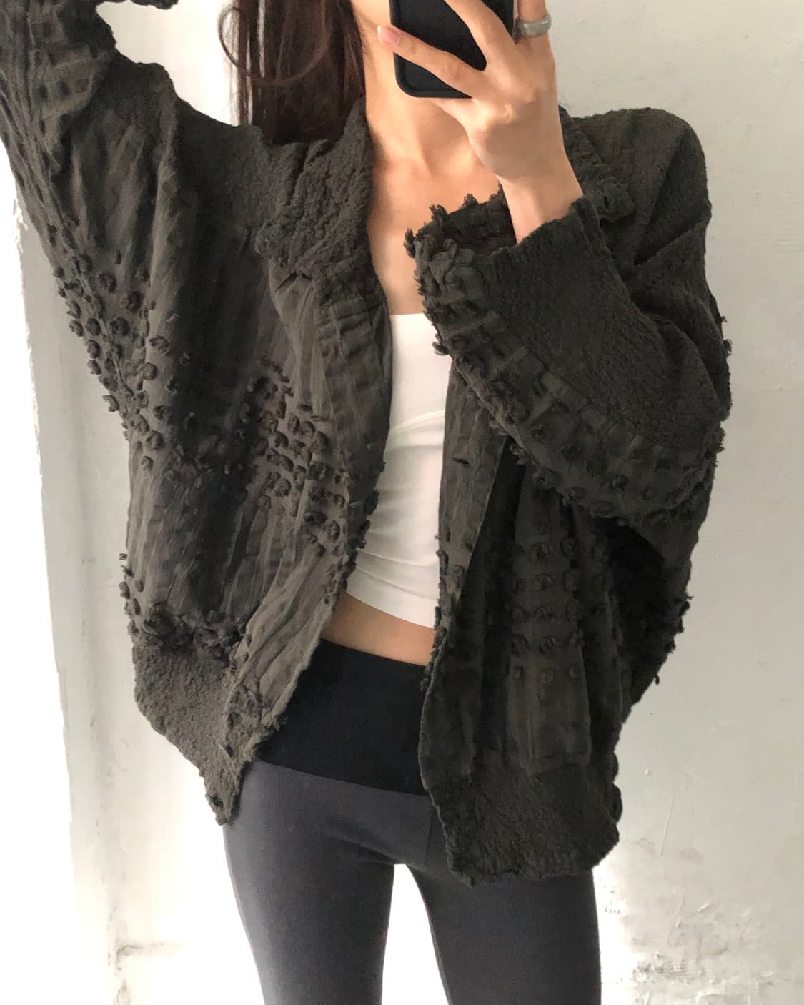 Issey Miyake me 이세이미야케 카키 가디건 블라우스 상품이미지2