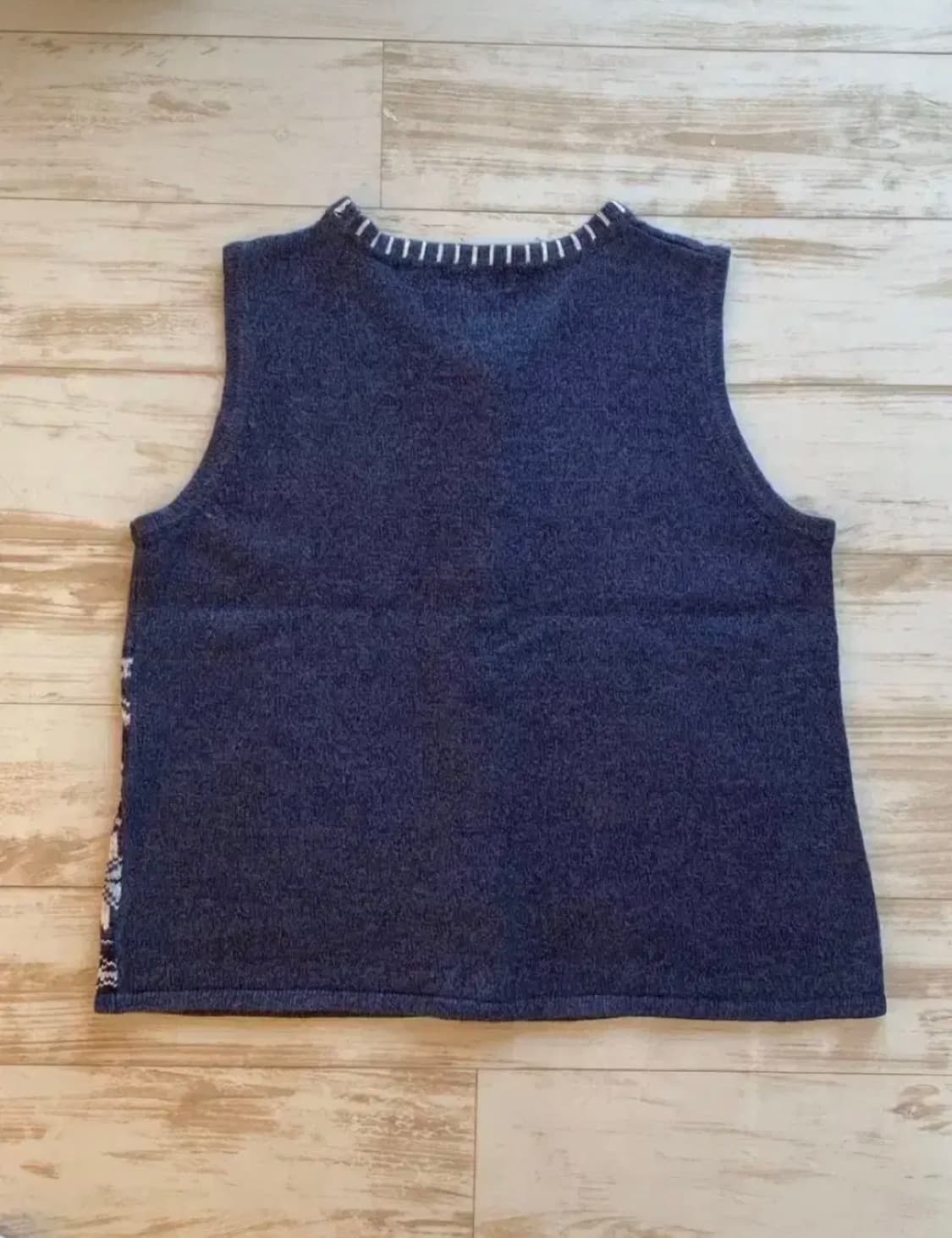 빈티지 크리스마스 니트조끼 장갑 눈 네이비 상품이미지4