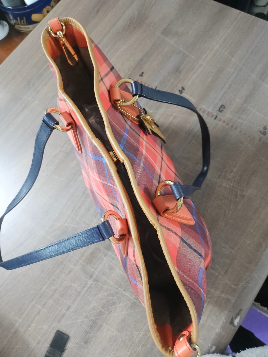 헤지스  WALES CHECK 레드 뉴 체크 패턴 쇼퍼백 상품이미지7