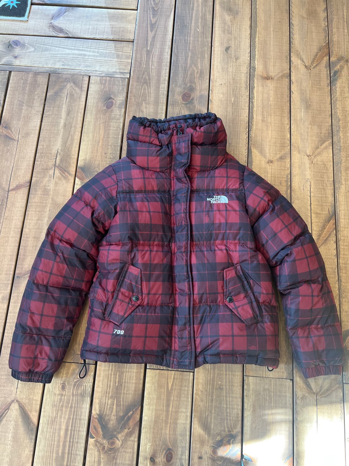 노스페이스 레드 체크 퀄팅 패딩 상품이미지6
