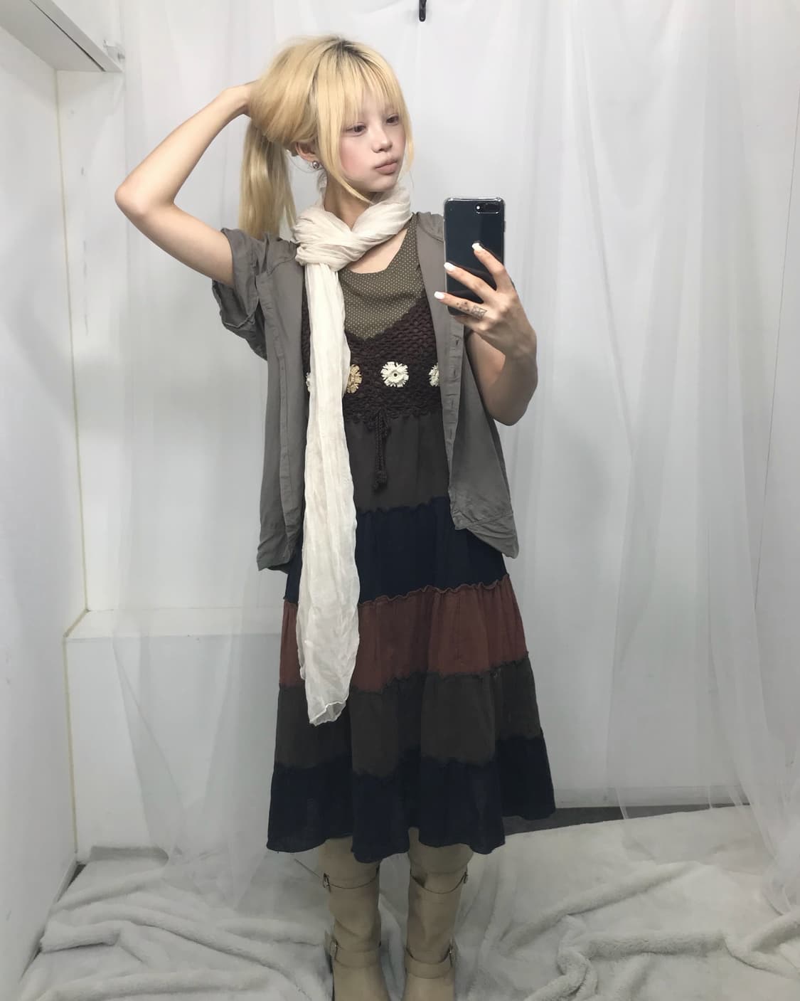 𝜗𝜚모카맛 플라워 크로셰 하구미 코디set 𝜗𝜚 상품이미지1