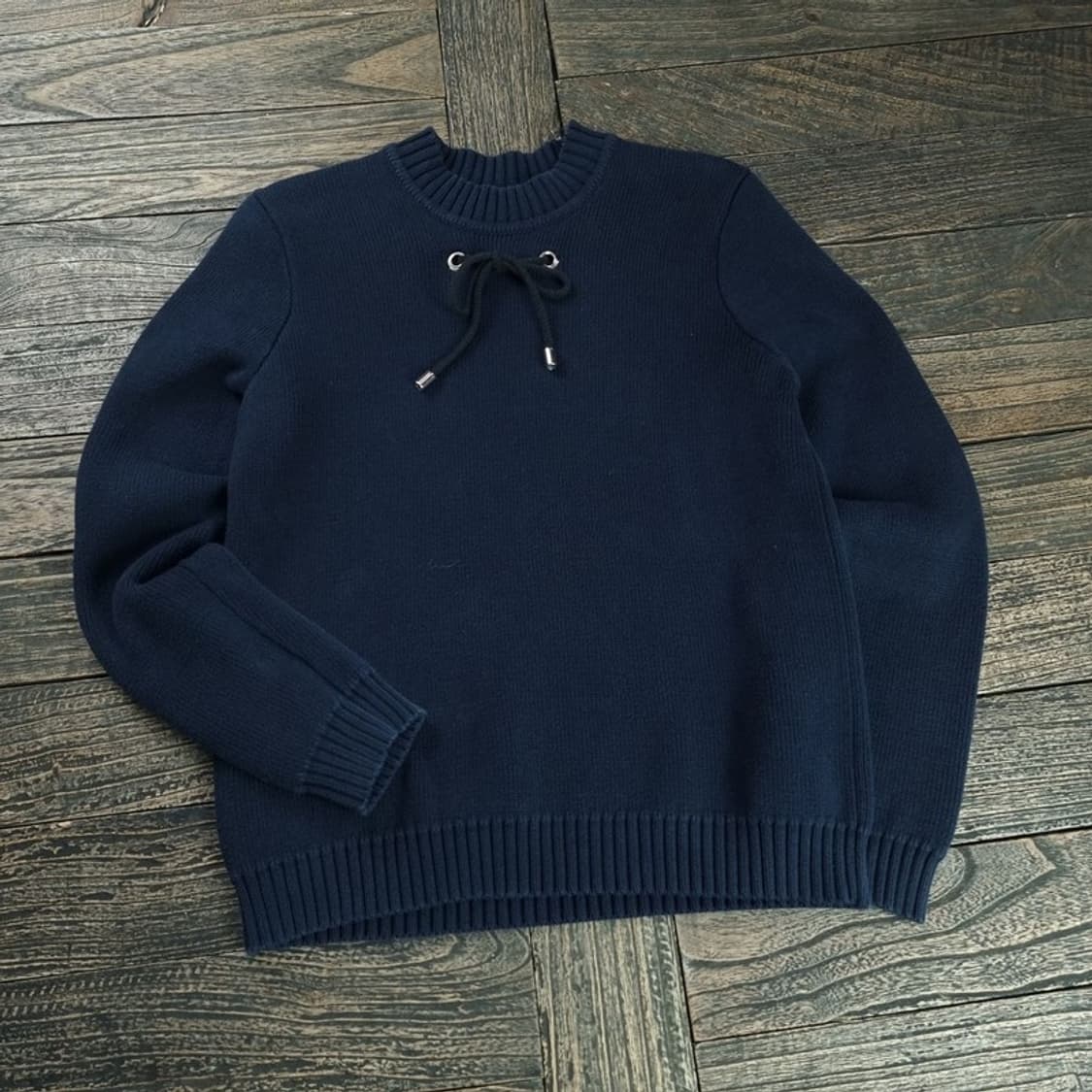 [크레이그 그린] 드로우 스트링 크루넥 니트 네이비 P01443 상품이미지1