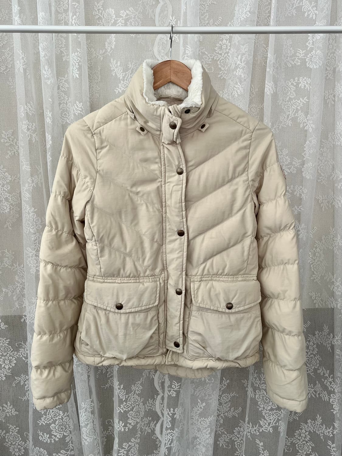 XS) 폴로 진스 여성 덕다운 패딩 점퍼 베이지 상품이미지1