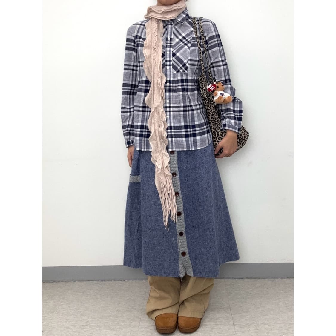 빈티지 블루 체크 셔츠 상품이미지2