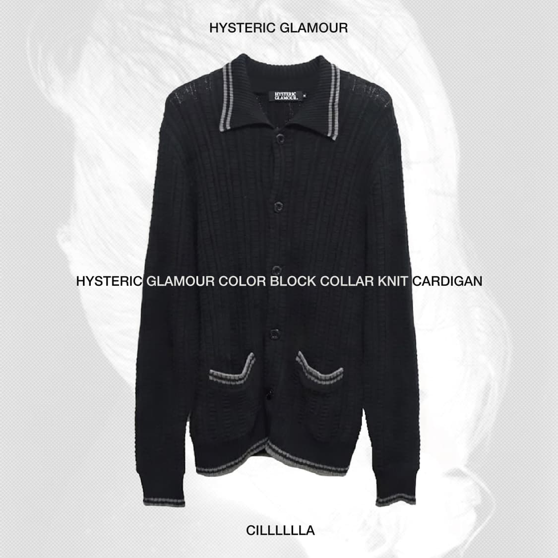 [M] HYSTERICGLAMOUR 히스테릭 글래머 배색카라 니트 가디건 상품이미지1