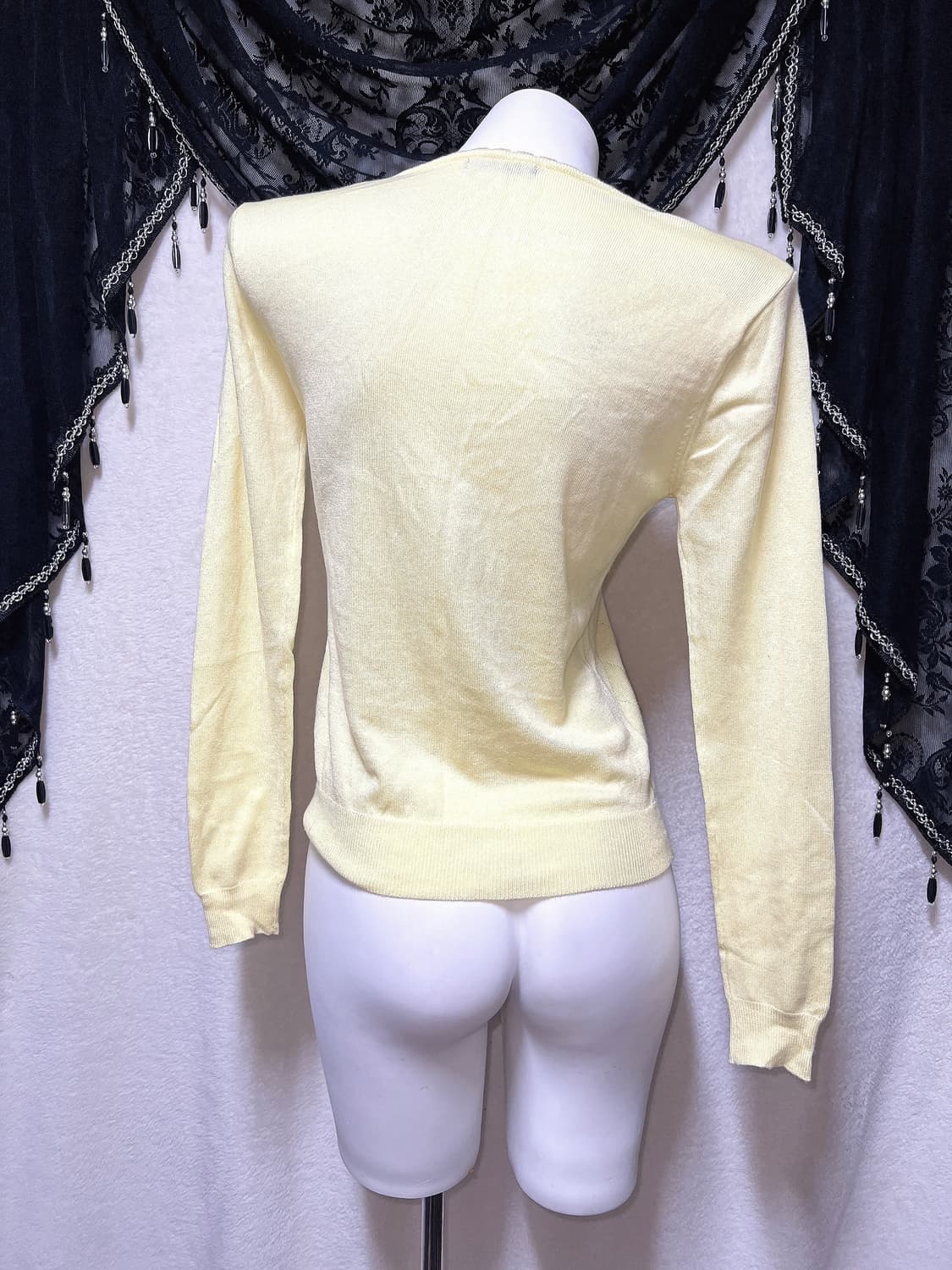 일브 아가일 진주 큐빅 니트 로맨틱갸루 로걀탑 러블리 라떼 핀터 하구미 상품이미지9