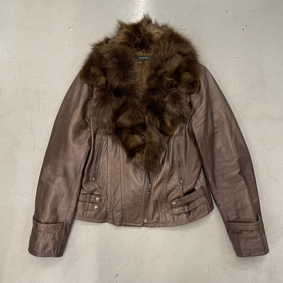 브라운누빔퍼가죽자켓 상품이미지1