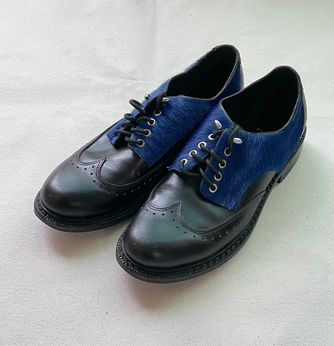 랙앤본 투톤 송치 브로그 옥스포드 가죽 더비 슈즈 / 블랙 블루 상품이미지3