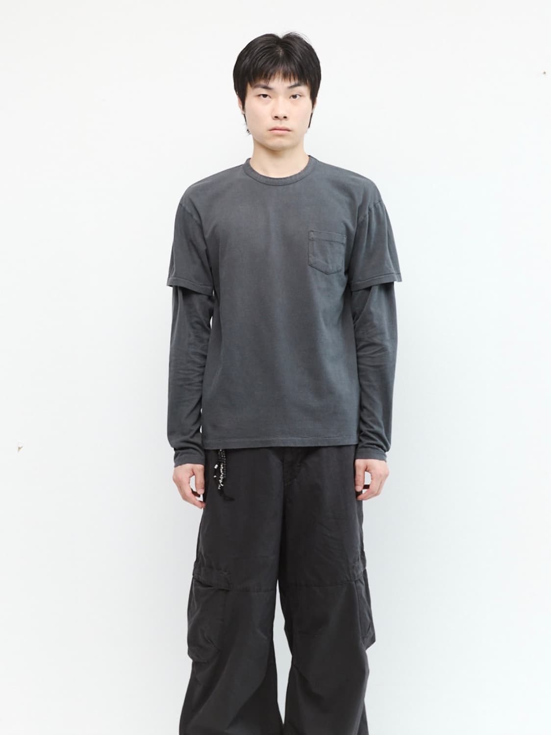 해칭룸 Split Tee Over Dyed Charcoal 상품이미지2