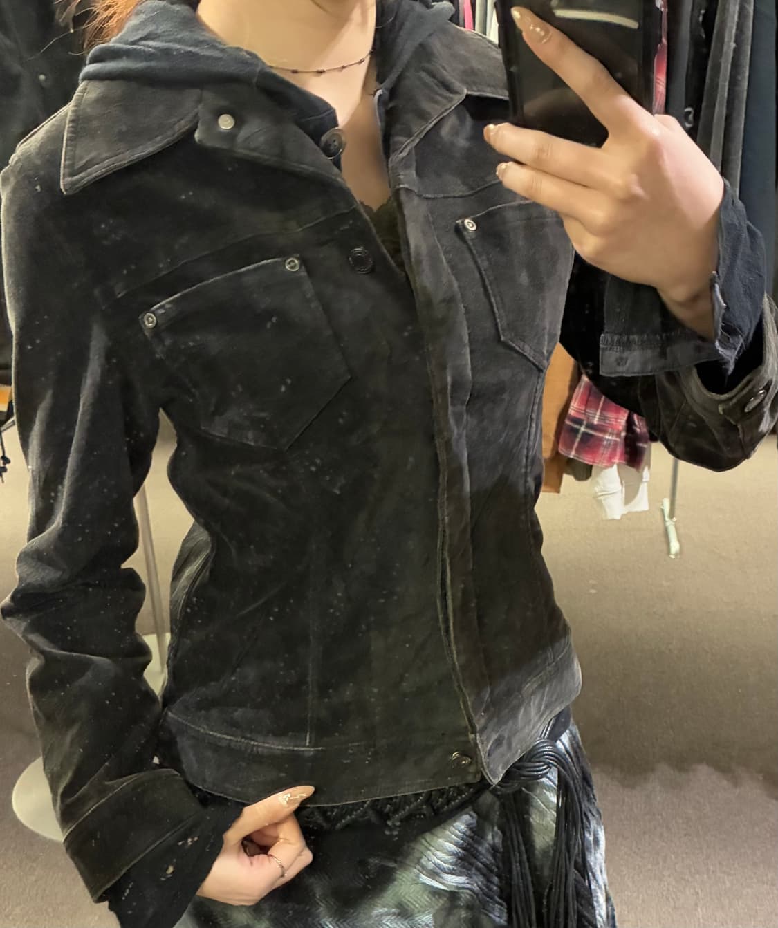 M)Japanese vintage 여성 코듀로이 블랙 자켓 상품이미지1