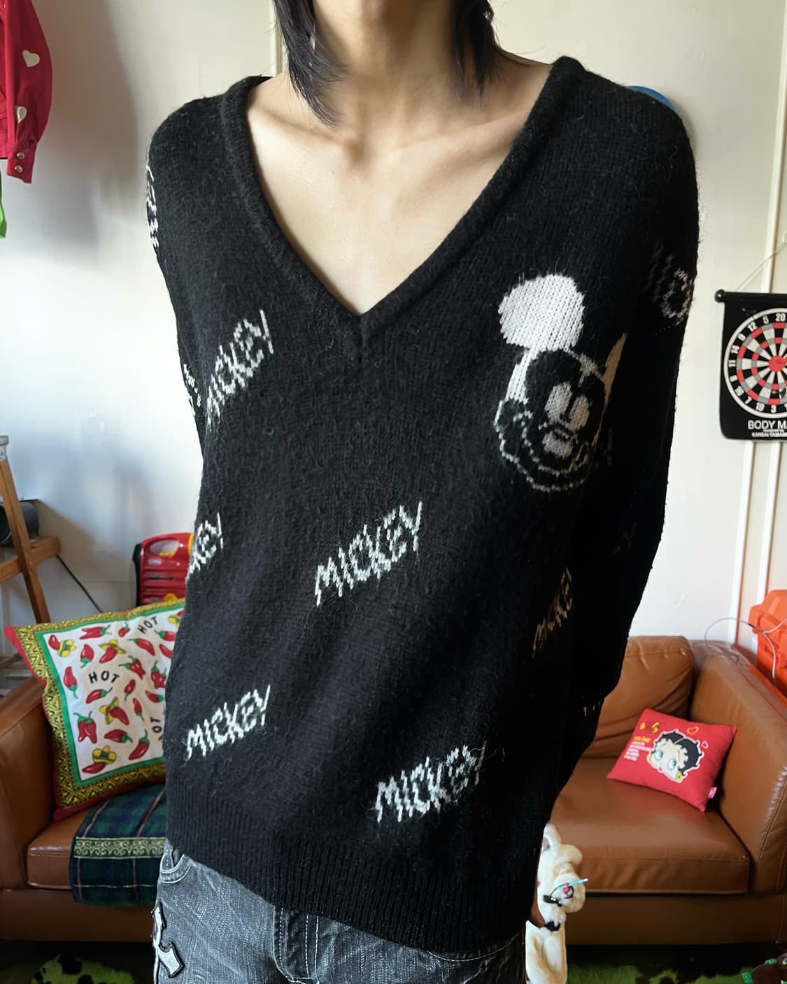 1980s YOSHIMURA Disney Hairy V-Neck Knit 상품이미지2
