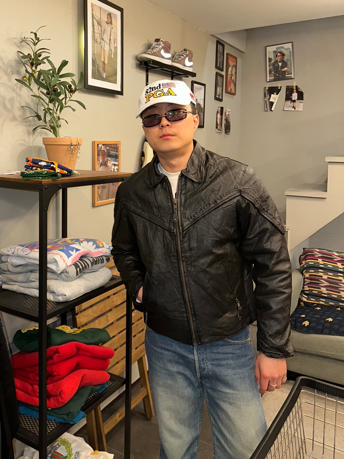 90’s American cow-leather western jacket 상품이미지3