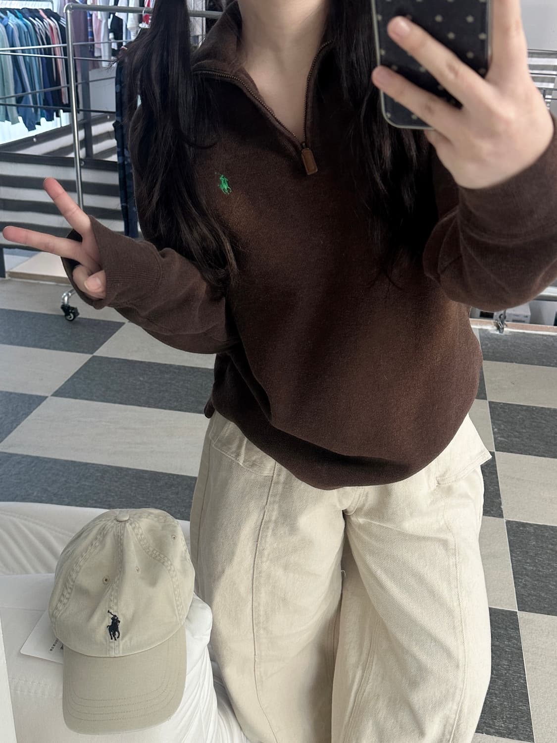 폴로 랄프로렌 브라운 코튼 하프집업 상품이미지1