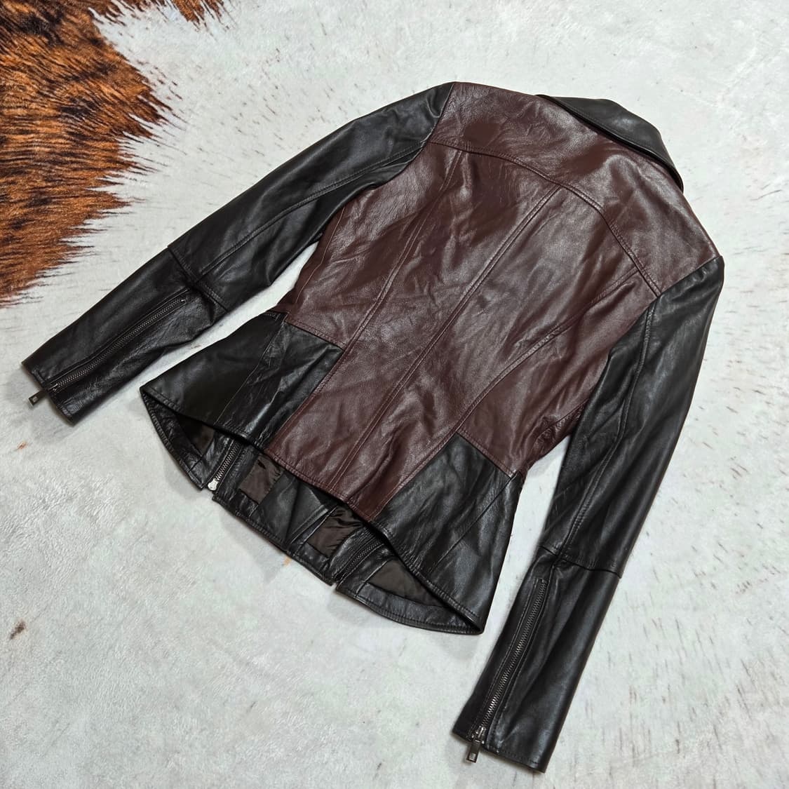 빈티지 리얼 레더 레드 브라운 양가죽 자켓 상품이미지4