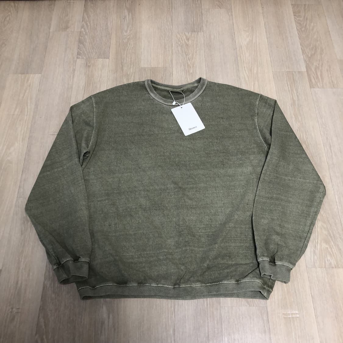 (L) 새상품 후브스 Hooves 가먼트 다잉 롱 슬리브 워시드 카키 상품이미지1