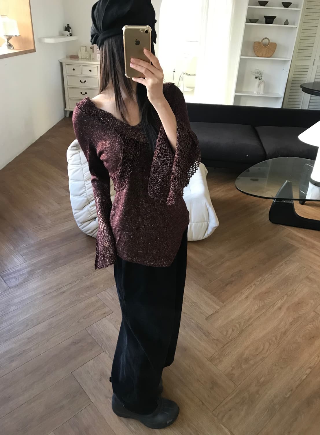 vintage pearl lace top (black color) 상품이미지4