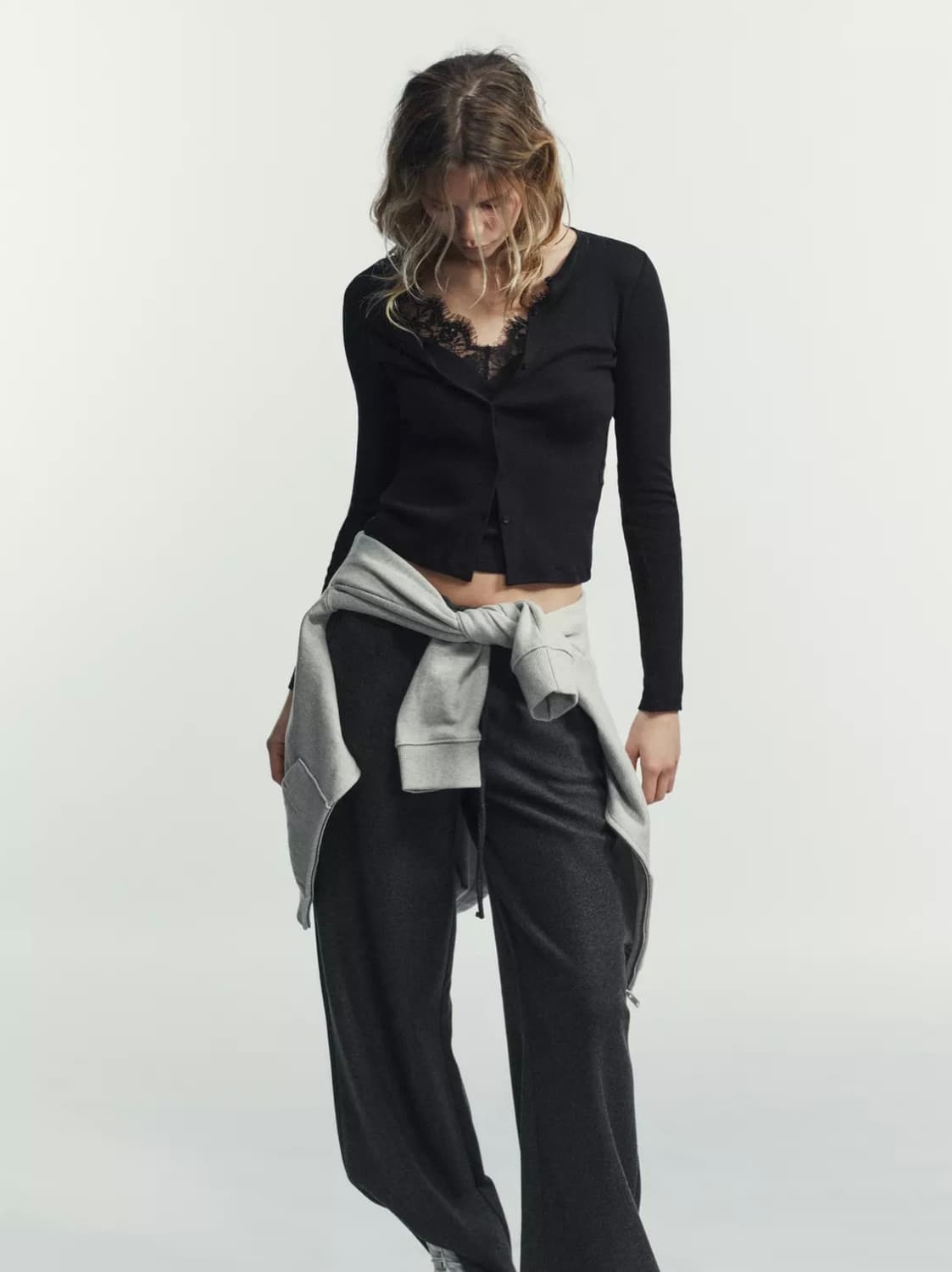 자라 레이스 콤비 탑 재킷 (블랙/M사이즈) 환승연애 현지 착용 상품이미지3