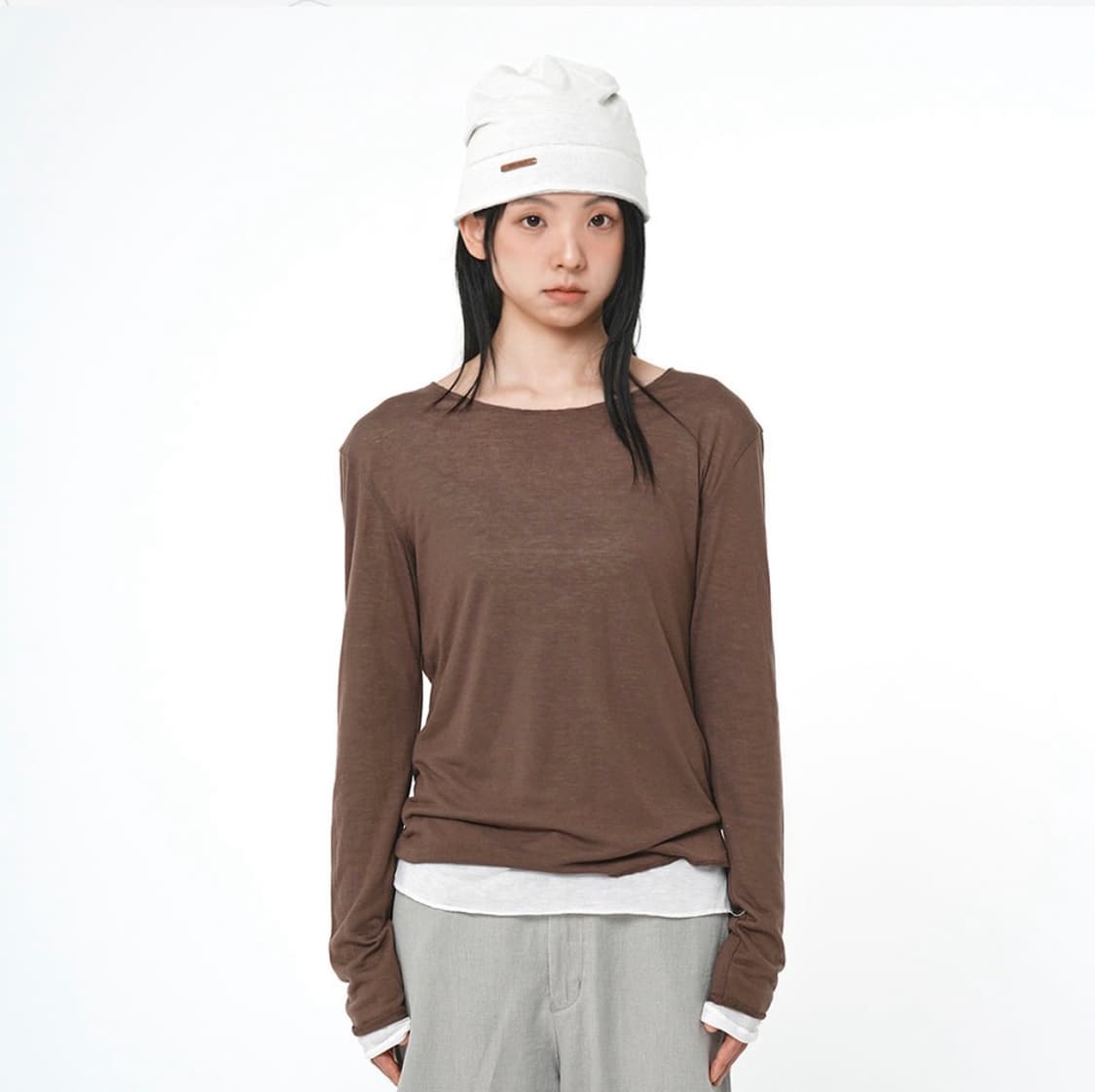 사파리스팟 롱슬리브 Layered Edge Sleeve Brown 상품이미지2