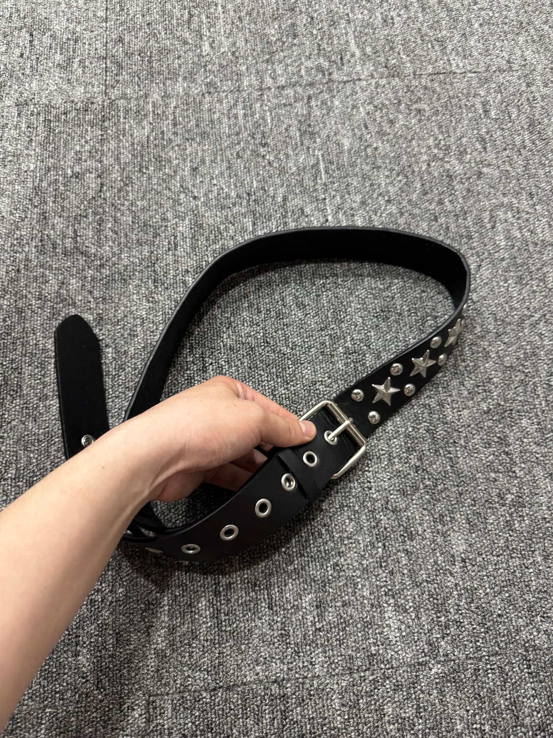 빈티지 웨스턴 스타 스터드 블랙 레더 벨트 34 상품이미지2