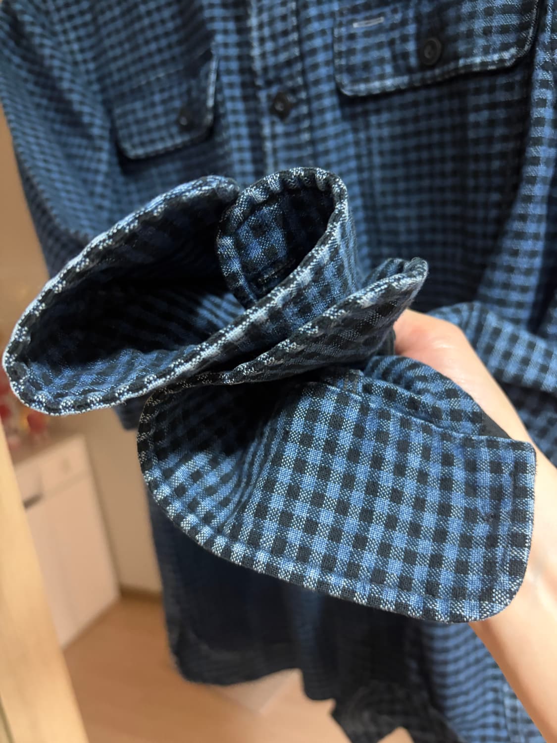 (M) RRL 인디고 플레이드 워크 셔츠 상품이미지6