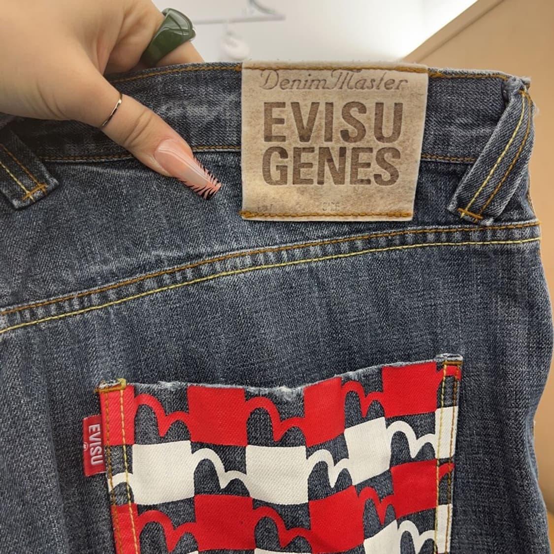 에비수 올드스쿨 포켓 키치 프린팅 데님팬츠 36인치 C08151 상품이미지5