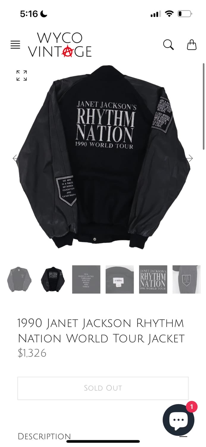 Janet Jackson 리듬네이션 1990 월드투어 자켓 XL 상품이미지3