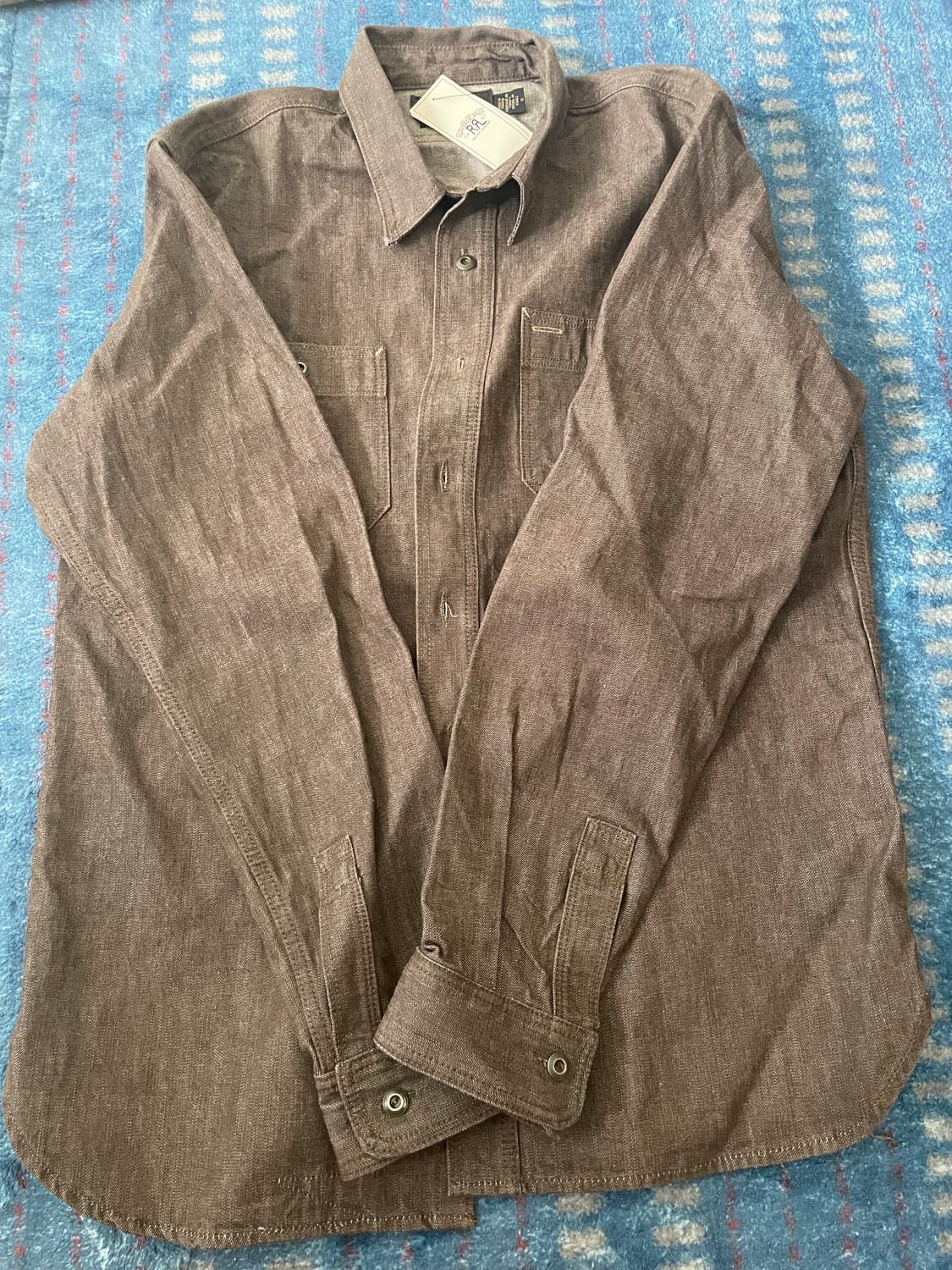 rrl 더블알엘 데님 워크셔츠 브라운 m사이즈 상품이미지1