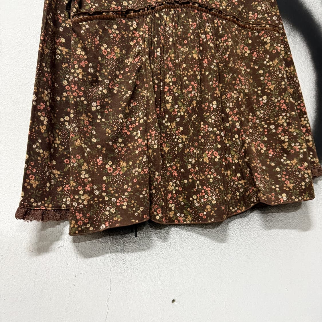 VTG 빈티지 모리하구미 잔꽃패턴 핀턱 레이스 블라우스 상품이미지4