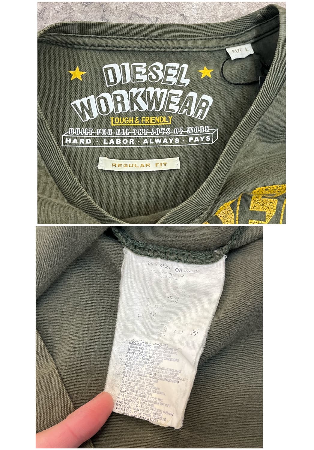 디젤 레터링 반팔티 카키 L #csz3482 상품이미지3