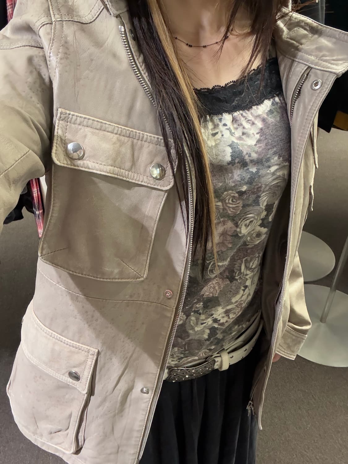 OS)Monkey time vintage 벨티드 레더자켓 상품이미지2