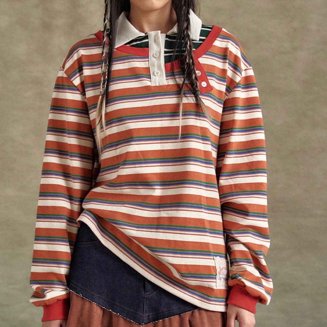 (새상품) 앤더슨벨 PIQUE INSERTED LONG SLEEVE T- 상품이미지1