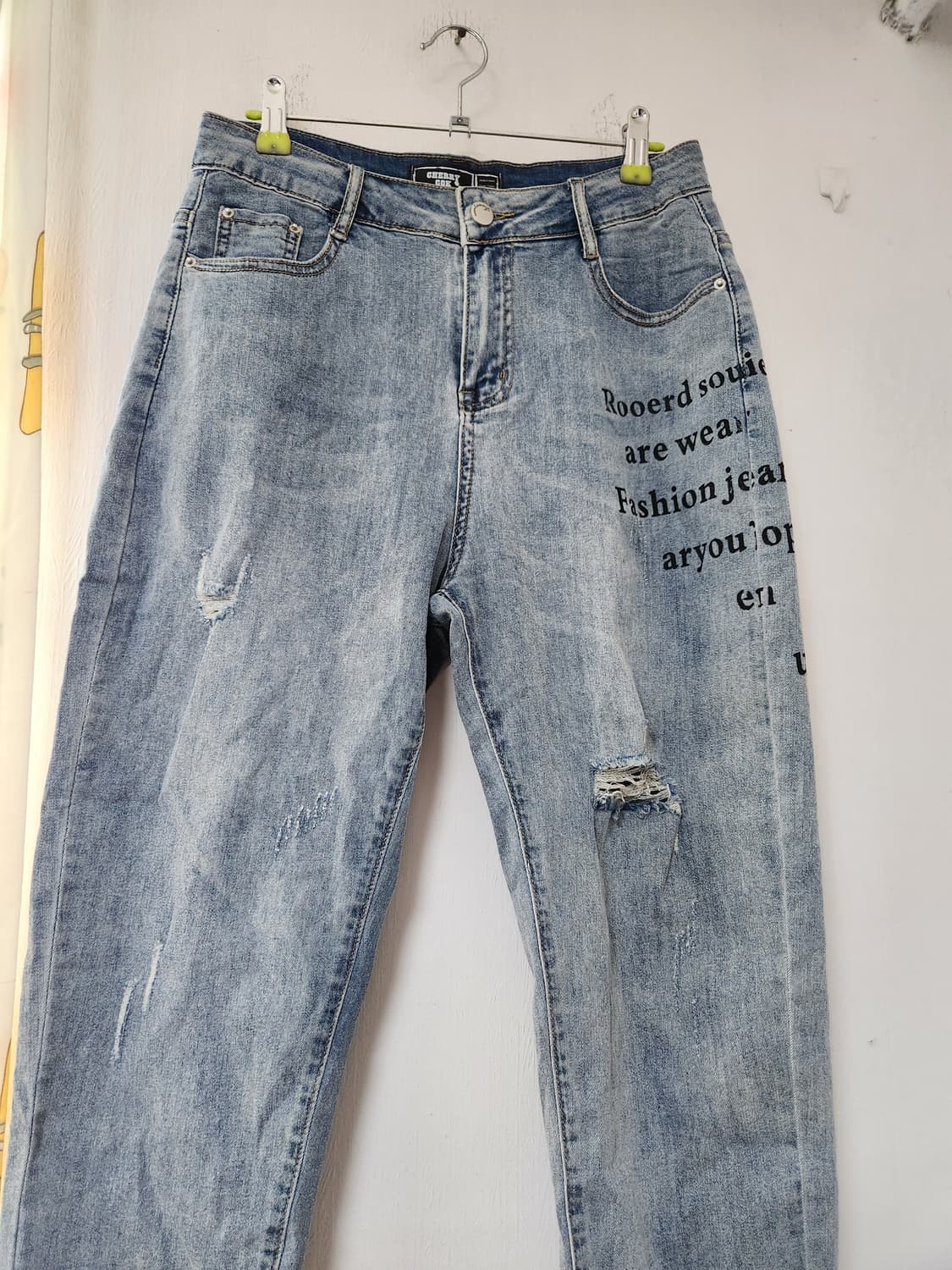 여름용 데미지 워싱 레터링 청바지 M(28~30) 상품이미지1