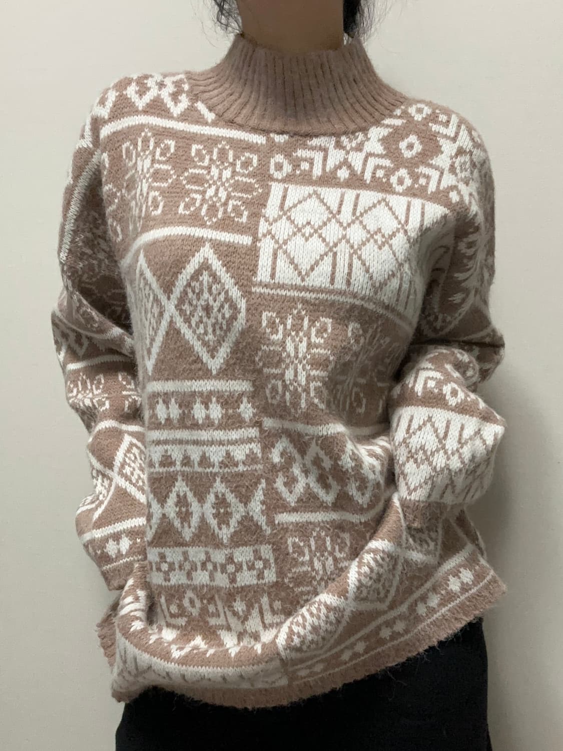 핑크베이지눈꽃니트 상품이미지1