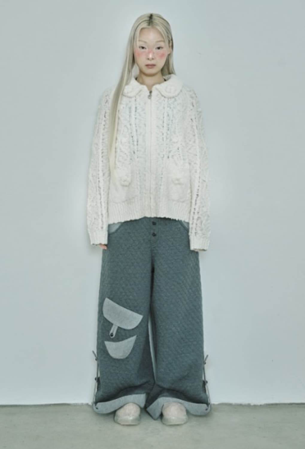 허그유어스킨 팝콘 니트 집업 상품이미지4