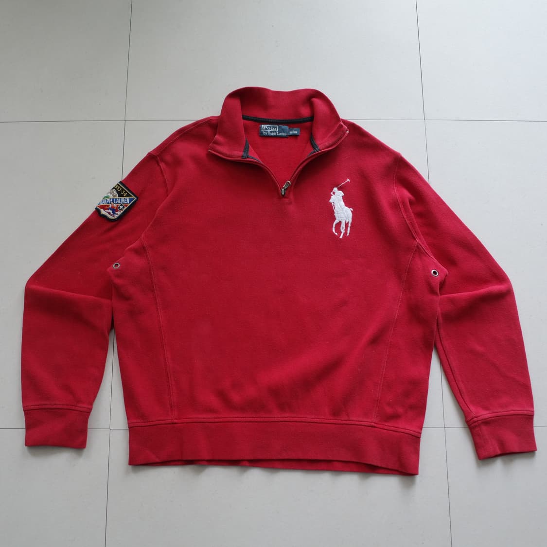 00s 폴로 랄프로렌 레드 스키 패치 하프집업 빅포니 L 상품이미지1