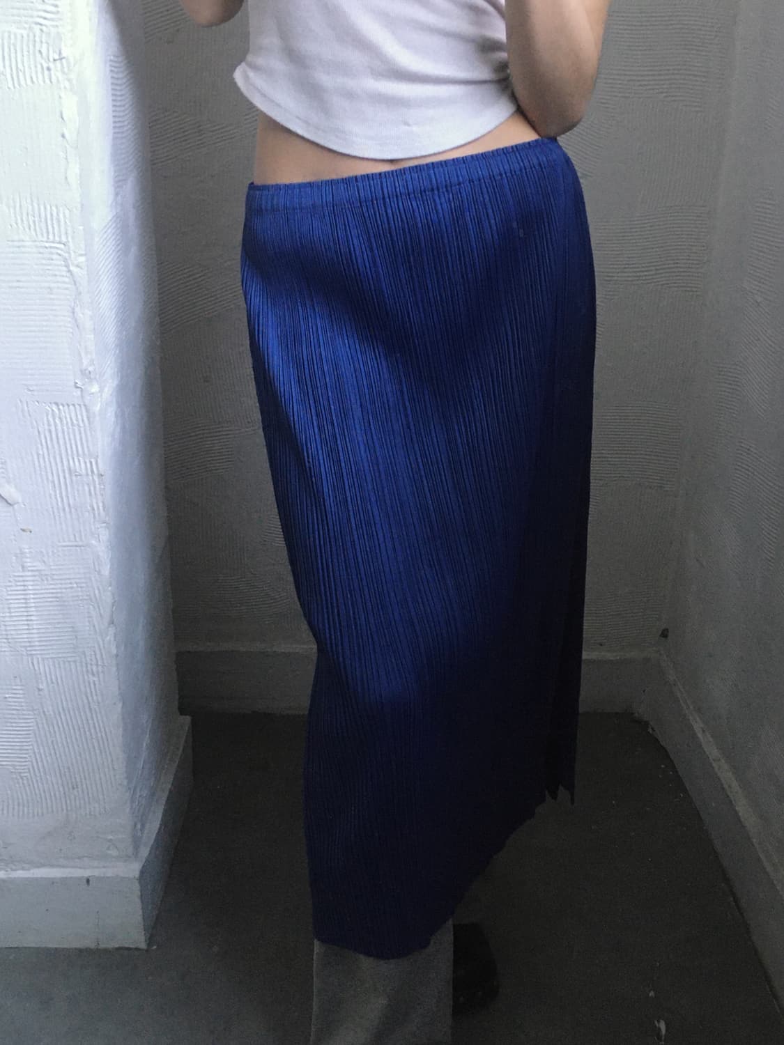 Pleats Please 플리츠플리즈 블루 플리츠 롱 스커트  상품이미지1